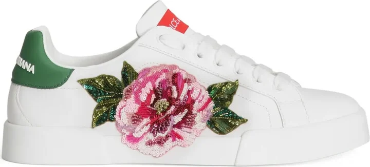 Floral-Appliqué Sneakers