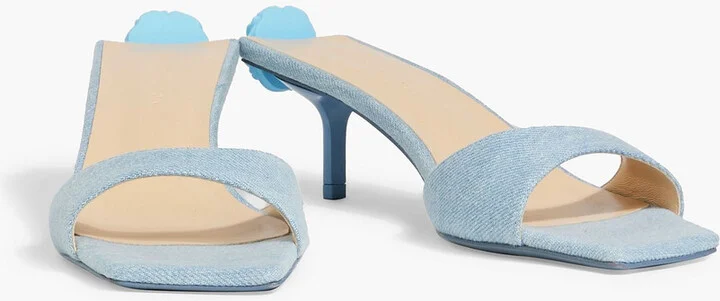 Floral-appliquéd denim mules - Image 2
