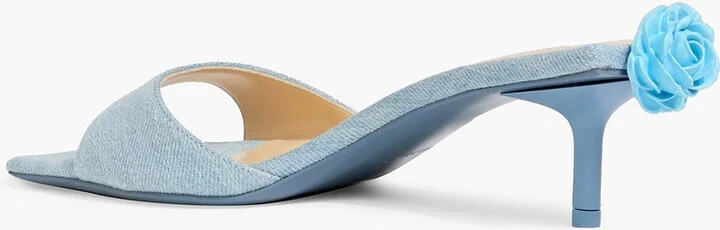 Floral-appliquéd denim mules - Image 3