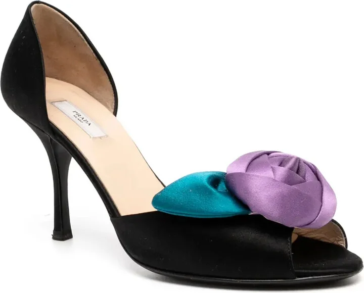 Floral Detail Peep Toe Pumps - Image 2