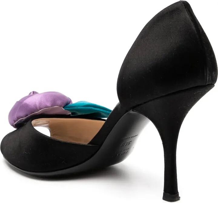 Floral Detail Peep Toe Pumps - Image 3