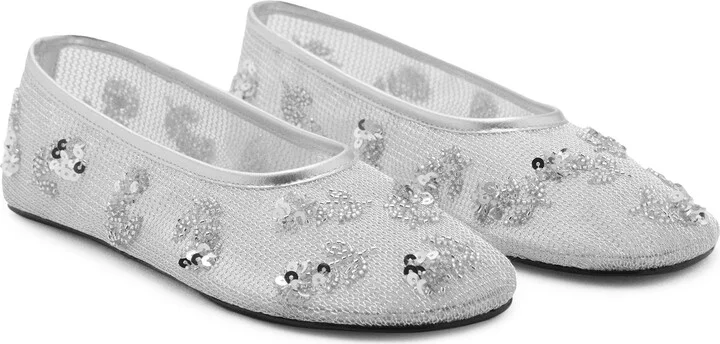 Floral Embellished Mesh Ballet Flat