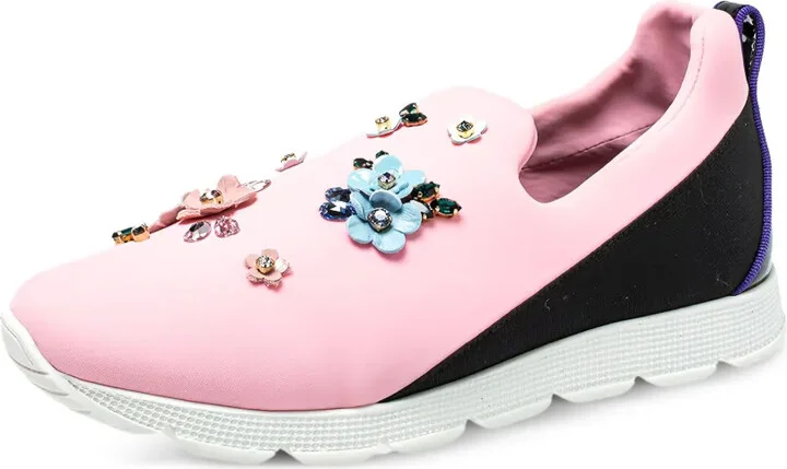 Floral-Embellished Slip-On Sneakers - Image 2