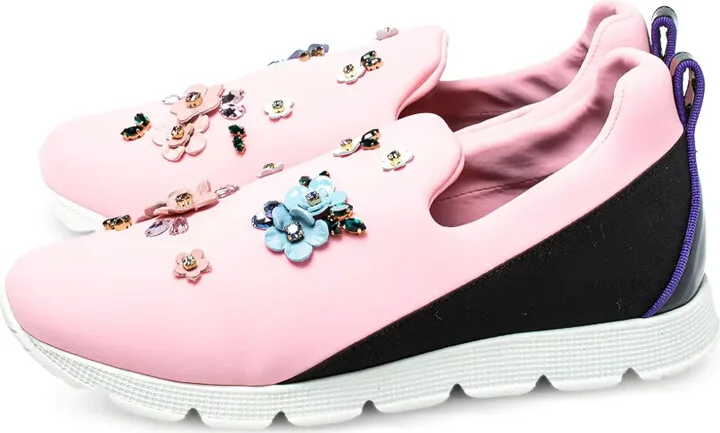 Floral-Embellished Slip-On Sneakers - Image 3
