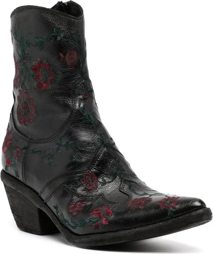 Floral-Embroidered Ankle Boots - Image 2