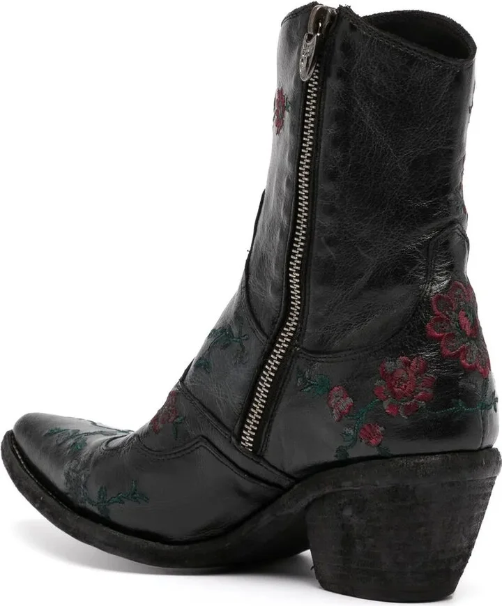 Floral-Embroidered Ankle Boots - Image 3