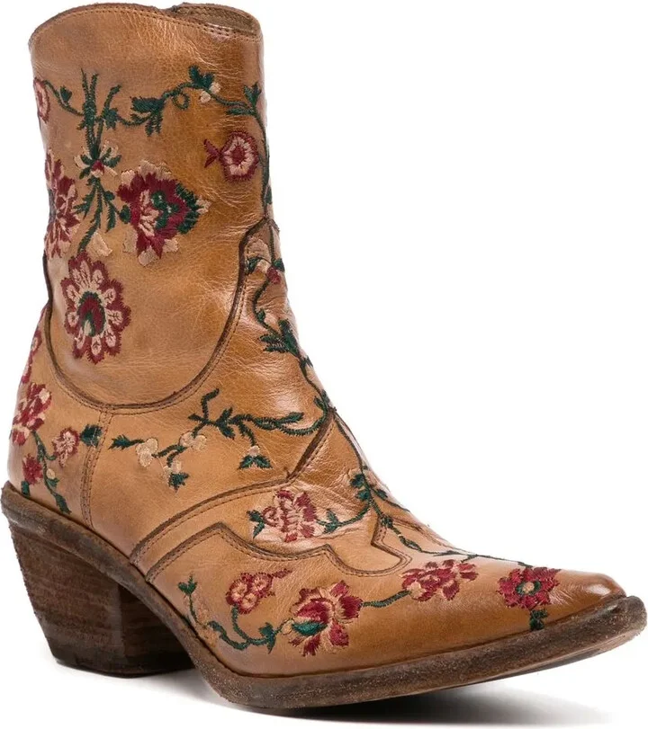 Floral-Embroidered Ankle Boots - Image 2