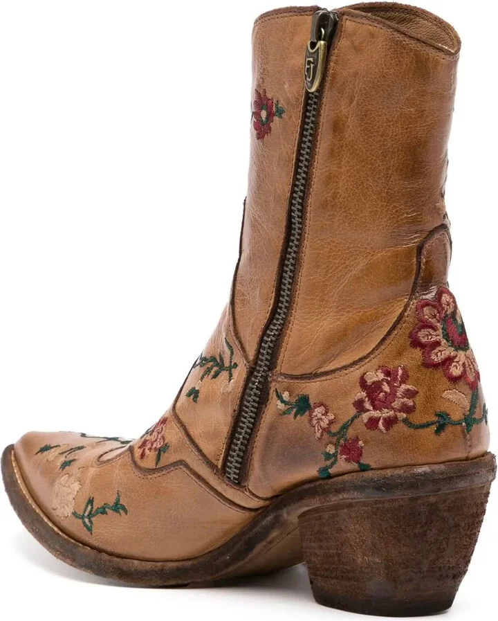 Floral-Embroidered Ankle Boots - Image 3