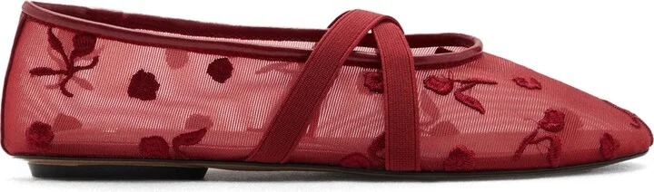 Floral Embroidered Cross Strap Ballerina Flat - Image 3