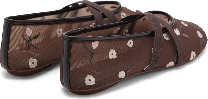 Floral Embroidered Cross Strap Ballerina Flat - Image 7