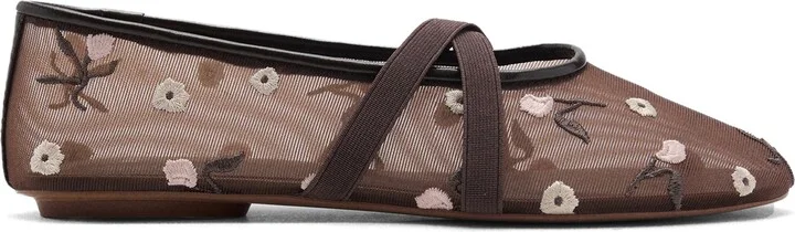 Floral Embroidered Cross Strap Ballerina Flat - Image 8
