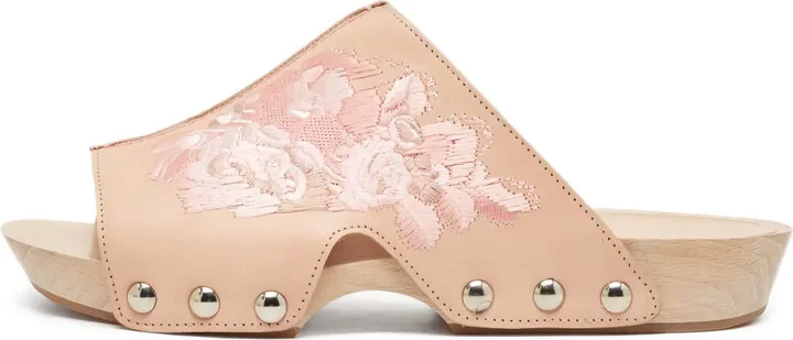 Floral-Embroidered Sandals