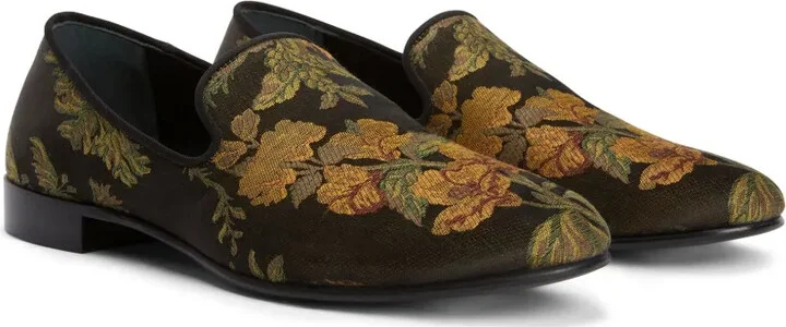 Floral-Embroidered Slip-On Loafers - Image 2
