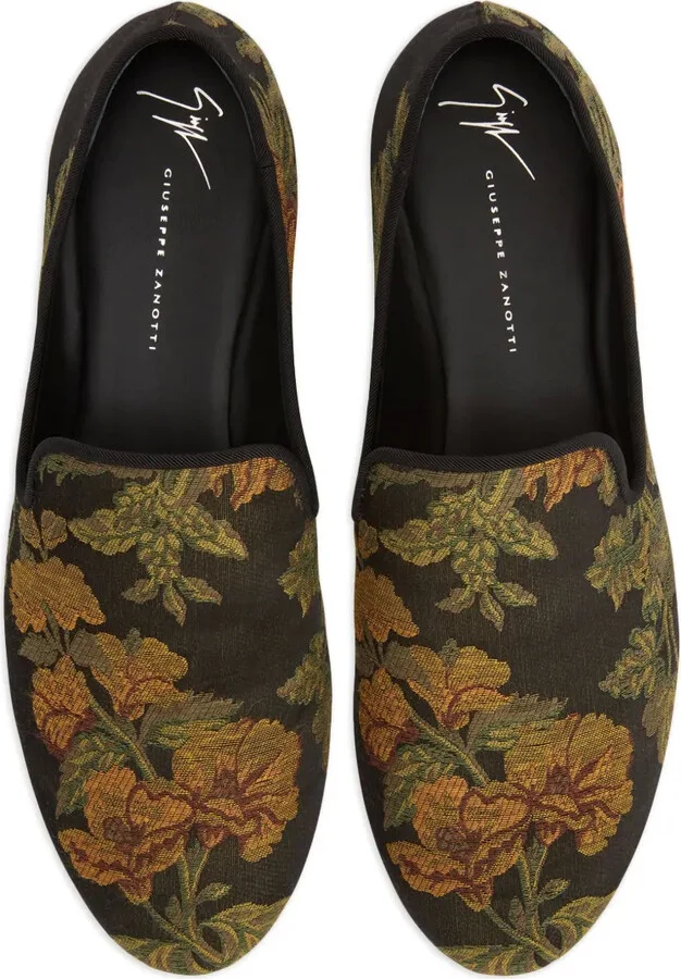 Floral-Embroidered Slip-On Loafers - Image 3