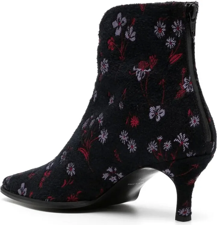 Floral-Embroidered Velvet Boots - Image 3