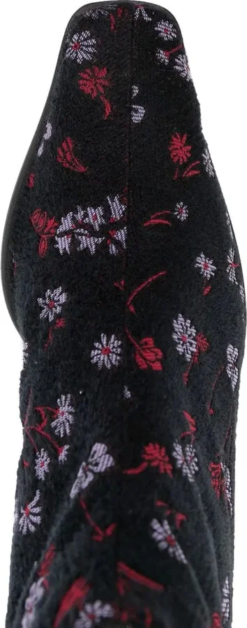Floral-Embroidered Velvet Boots - Image 4
