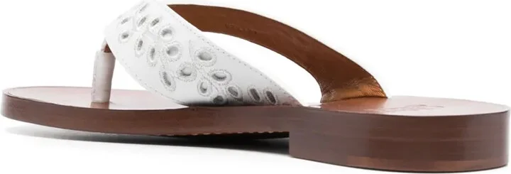 Floral-Embroidery Flat Flip Flops - Image 3