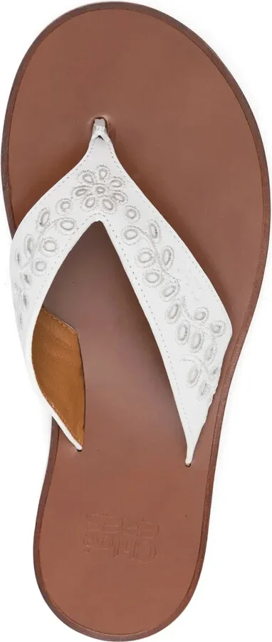 Floral-Embroidery Flat Flip Flops - Image 4