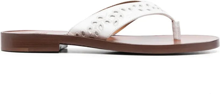 Floral-Embroidery Flat Flip Flops