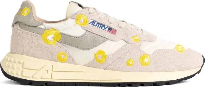 Floral-Embroidery Low-Top Sneakers