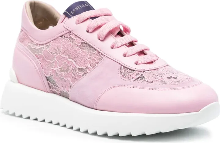 Floral-Lace Leather Sneakers - Image 2