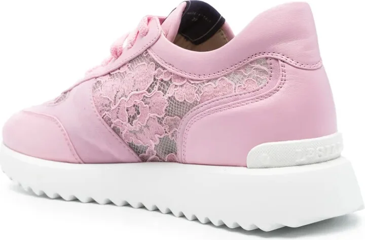 Floral-Lace Leather Sneakers - Image 3
