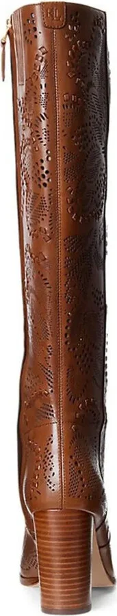 Floral-Lasercut Leather Boots - Image 2