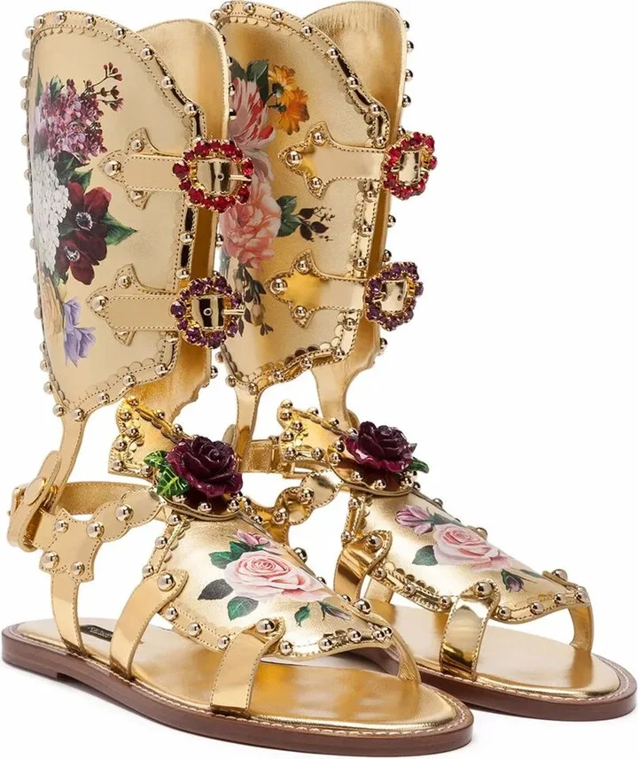 Floral-Motif Gladiator Sandals - Image 2