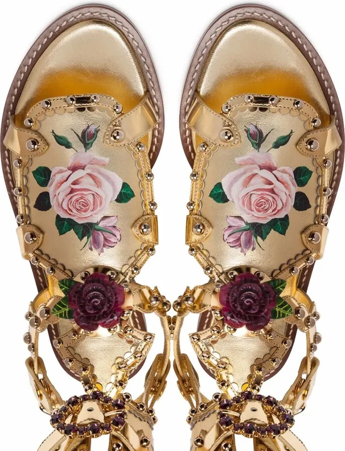 Floral-Motif Gladiator Sandals - Image 4