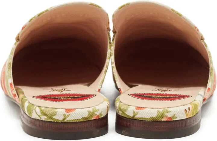 Floral-Motif Leather Slides - Image 3