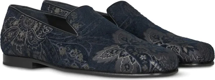 Floral-Motif Patterned-Jacquard Loafers - Image 2