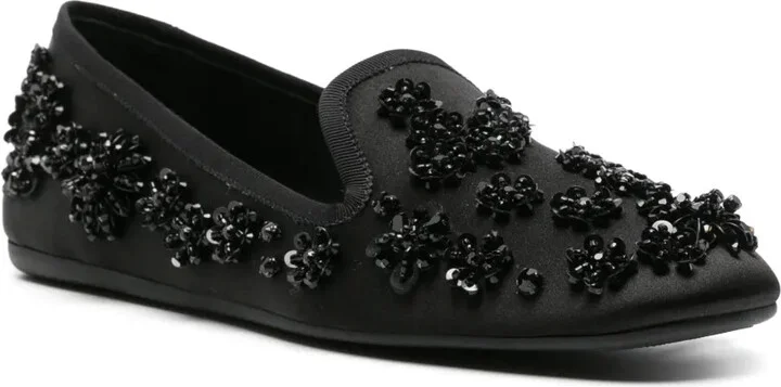 Floral-Motif Satin Ballerina Shoes - Image 2