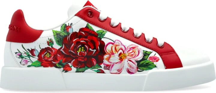 Floral Motif Sports Shoes, , - Red