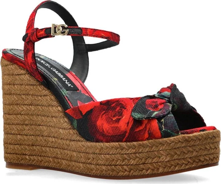 Floral Motif Wedge Sandals - Image 2