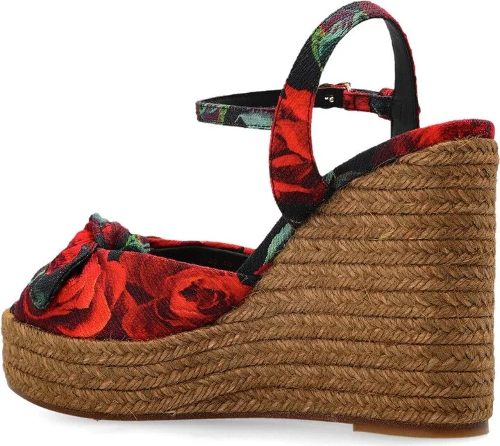 Floral Motif Wedge Sandals - Image 3