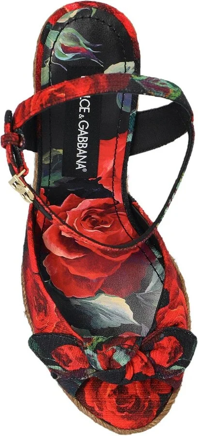Floral Motif Wedge Sandals - Image 4