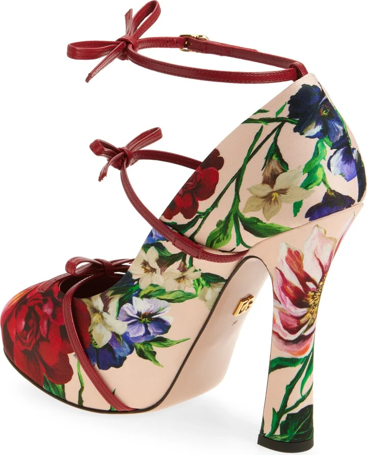 Floral Print Ankle Strap Mary Jane Pump - Image 2