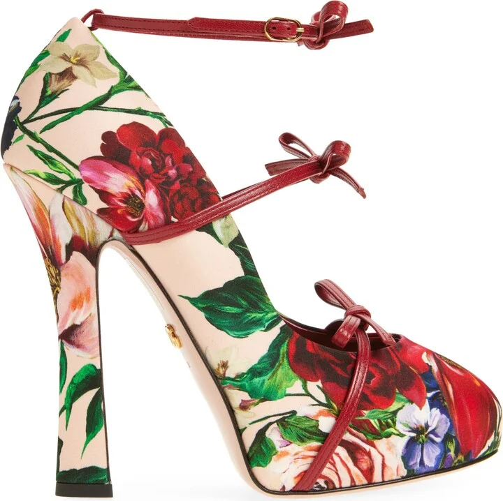 Floral Print Ankle Strap Mary Jane Pump - Image 3