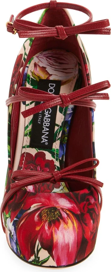 Floral Print Ankle Strap Mary Jane Pump - Image 4