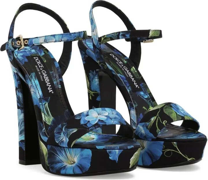Floral-Print Charmeuse Platform Sandals - Image 2