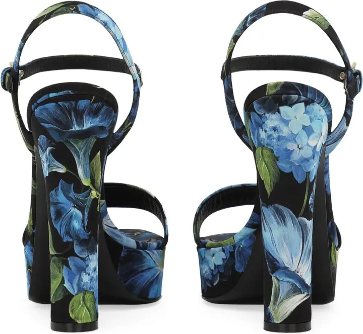 Floral-Print Charmeuse Platform Sandals - Image 3