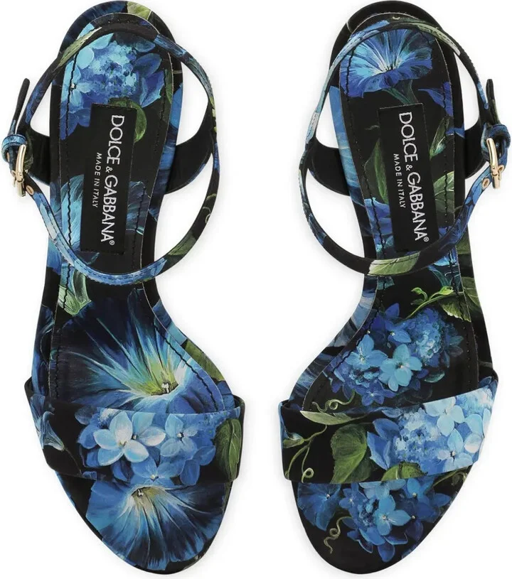 Floral-Print Charmeuse Platform Sandals - Image 4