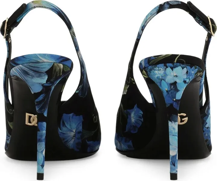 Floral-Print Charmeuse Slingback Pumps - Image 3