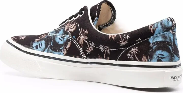 Floral-Print Lace-Up Canvas Sneakers - Image 3