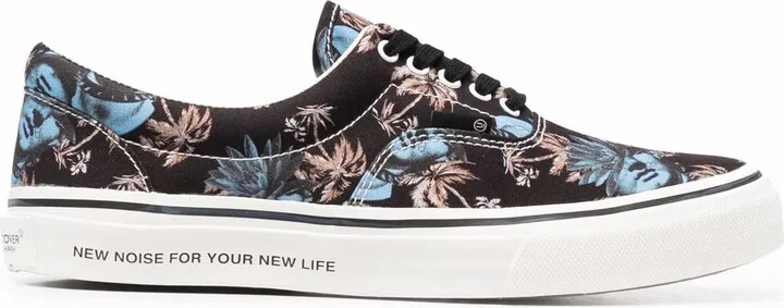 Floral-Print Lace-Up Canvas Sneakers