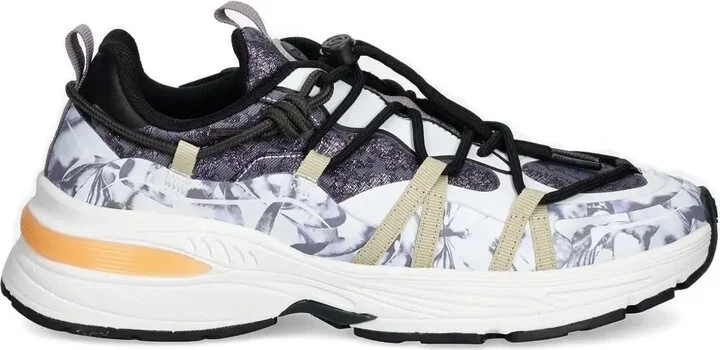 Floral-Print Lace-Up Low-Top Sneakers
