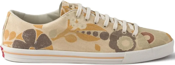 Floral Print Lace-Up Sneakers