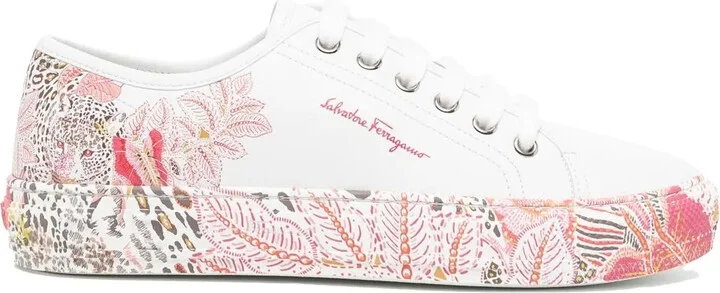 Floral-Print Lace-Up Sneakers