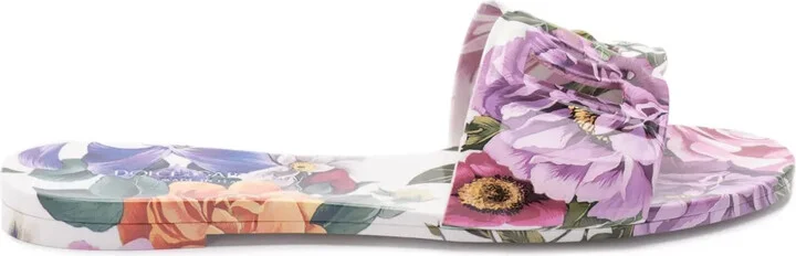 Floral-Print Slides