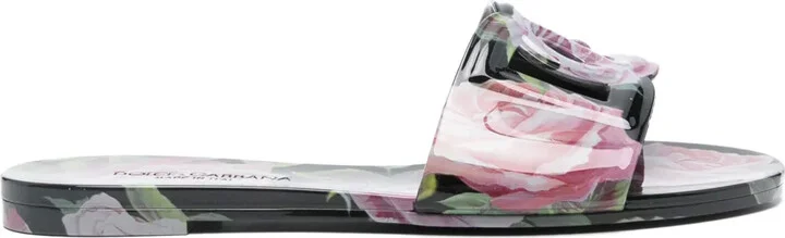 Floral-Print Slides